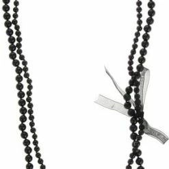 Begroting 🔥 Behave Lange Ketting Dames Met Zwarte Glasparels In Verschillend Formaat En Strikje ❤️