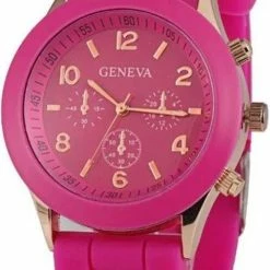 Uitgang ⭐ Fako® - Horloge - Geneva - Siliconen 🍬 Candy - Fuchsia ✨