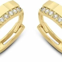 Coupon 🛒 New Bling 9NBG 0055 - Gouden Oorringen - 14 Karaat - Met Zirkonia - 12,5mm - Geel Goud ⭐