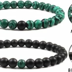 Goedkoop 🛒 Ardran & Tookar Natuursteen Armbanden - Natuursteen Kralen - Kralen Armband - Armband Dames - Armband Heren - Contrast Zwart / Groen 2 Stuks 🧨 -Sieraden-horloges Verkoop 550x328