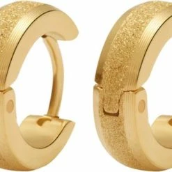 Nieuw ⌛ Fako Bijoux® - Oorbellen - Oorringen - Stainless Steel - Glitter - 13mm - Goudkleurig ✔️