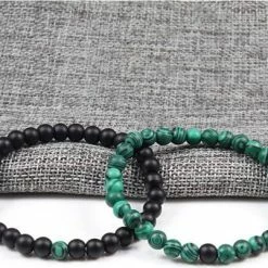 Goedkoop 🛒 Ardran & Tookar Natuursteen Armbanden - Natuursteen Kralen - Kralen Armband - Armband Dames - Armband Heren - Contrast Zwart / Groen 2 Stuks 🧨 -Sieraden-horloges Verkoop 550x402