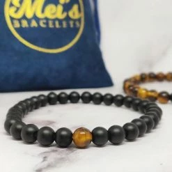 Begroting ✨ Mei's | Couple With Mini Claws Koppels Armband | Armband Set / Sieraad Koppels / Kralenarmband | Edelsteen / Tijgeroog / Zwarte Onyx | Bruin Zwart / Polsmaat 16,5 + 17 Cm 😀 -Sieraden-horloges Verkoop 550x412 14