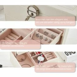 Beste Pirce 👏 AXBO Luxe Sieraden Doos – Bijouterie Kistje – Juwelen Box – Oorbellen/Ring/Ketting/Armband – Vrouwen/Dames/Meisjes - Zwart 🥰 -Sieraden-horloges Verkoop 550x413 3