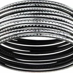 Nieuw ⌛ Behave® Set Bangle Armbanden Zwart En Zilver Kleur 20 Cm 🔔