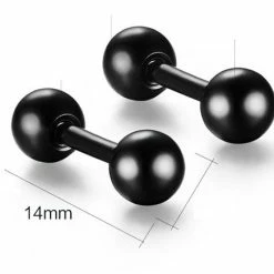 Flash-uitverkoop 😍 Lazy Cat Stalen Stud Oorbellen - Dubbele Bol – Zwart 🔔