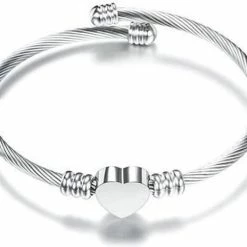 Aanbiedingen 🛒 Akyol - Armband Dames Hart Verstelbaar - Zilver - Armbandjes - Armbandje Verjaardag - Cadeau Voor Haar - Mama - Vrouw - Moederdag Cadeautje ✔️