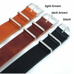 Coupon 🥰 Merkloos Ultra Dunne Geunine Lederen Horloge Band - Zulu Strap - Nato Band - 22MM - Donker Bruin 🌟 -Sieraden-horloges Verkoop 550x476