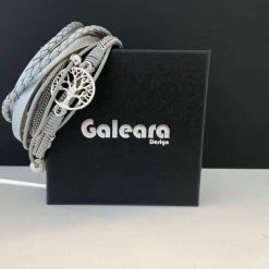 Gloednieuw 🎁 Zilveren Armband Dames Levensboom Leer Galeara Design Wikkelarmband 18.5cm 🎁 -Sieraden-horloges Verkoop 550x489 1