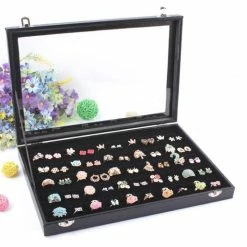 Beste deal 🔔 Fliex Sieraden Display Ringen Manchetknopen Doos Zwart - Klep - 😀