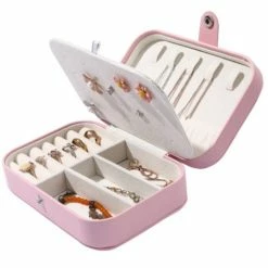 Uitgang 🧨 A&K Sieradendoos 6 Compartimenten | Chique Sieradenbox Voor Juwelen | Sieraden | Oorbellen | Ketting | Armband | Roze ❤️