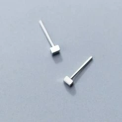 Begroting 🔔 Geshe-Dames Platinum Vergulde Zilveren Oorbellen Trendy Rechthoek Knopjes-zilver 925-3mmx2mm-feest Cadeau ❤️