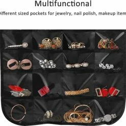 Beste Pirce 🌟 BOTC Dual Sides Sieraden Organizer - 32 Zakken & 18 Haken En Lussen - Hangende Juwelenstandaard - Zwart 😉 -Sieraden-horloges Verkoop 550x531 1