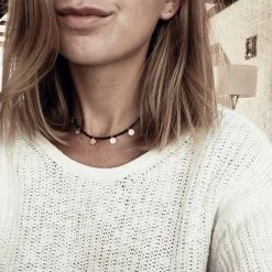 Coupon 🧨 Handgemaakt Happy Jewelz - Zwart Kettinkje Met Gouden Muntjes 👏