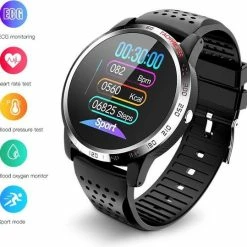 Korting 🤩 Belesy® Tachy - Smartwatch Dames - Smartwatch Heren - Horloge - 1.3 Inch - Kleurenscherm - Stappenteller - Bloeddruk - Hart ECG - Mutli Sport - Zilver – Lichtbruin - Leer ✔️ -Sieraden-horloges Verkoop 550x539