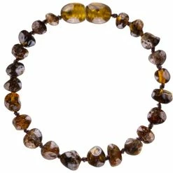 Aanbiedingen 😉 ForDig Wild Sun Barnsteen Armband Volwassene - Amber Enkelbandje Kind - Baltische Barnsteen – 19 Cm - Dark Green 🔥