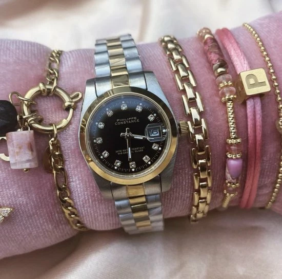 Hete verkoop 🎉 Philippe Constance - Large Bi Color Stones Black - Horloge Dames - Waterdicht ✔️ 5 Hete verkoop 🎉 Philippe Constance - Large Bi Color Stones Black - Horloge Dames - Waterdicht ✔️ - Afbeelding 3