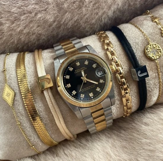 Hete verkoop 🎉 Philippe Constance - Large Bi Color Stones Black - Horloge Dames - Waterdicht ✔️ 4 Hete verkoop 🎉 Philippe Constance - Large Bi Color Stones Black - Horloge Dames - Waterdicht ✔️ - Afbeelding 2