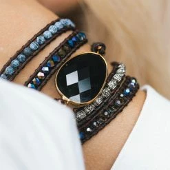 Goedkoopste 💯 Zentana Wikkelarmband Onyx & Frosted Agaat - Grof Geslepen - Focus ⭐ -Sieraden-horloges Verkoop 550x549 2