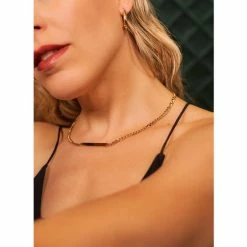 Hete verkoop 🧨 Laura Ferini Dames Ketting Facile Goud - Goudkleurige Schakelketting Met Plaatje - 18K Geelgoud Verguld - Halsketting - Collier - Sieraad - Accessoires - Dames Ketting Met Hanger ❤️ -Sieraden-horloges Verkoop 550x549 3