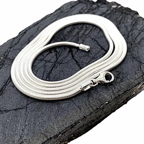 Beste Verkoop 😉 Behave 925 Massief Zilveren Slangen-ketting Voor Heren En Dames Lengte 55cm 🔥 5 Beste Verkoop 😉 Behave 925 Massief Zilveren Slangen-ketting Voor Heren En Dames Lengte 55cm 🔥 - Afbeelding 3