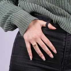 Nieuw 🤩 Lucardi - Dames Ring Goldplated 2rij Met Kristal - Ring - Cadeau - Staal - Zilverkleurig ✨ -Sieraden-horloges Verkoop 550x550 1032