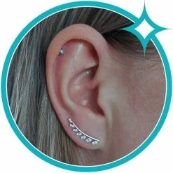 Goedkoop ⭐ EAR IT UP - Oorklimmers - Blad - Bar - Ear Climbers - Earclimbers - Ear Crawlers - Gerhodineerd Zilver - Zirkonia - Pavézetting - 27 X 16 Mm - 1 Paar 👏 -Sieraden-horloges Verkoop 550x550 1071