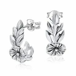 Beste recensies van ✨ JYC Joy|S - Zilveren Bloem Oorbellen - Met Blaadjes - Halve Hoepel Oorringen Stud ⌛