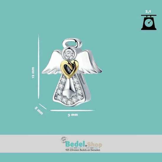 Coupon 🎉 Tracelet - Zilveren Bedels - Bedel Beschermende Engel | Met Gouden Hartje | 925 Sterling Zilver - Pandora Compatible - 925 Zilver Certificaat - Sinterklaas En Kerst Cadeau 🌟 5 Coupon 🎉 Tracelet - Zilveren Bedels - Bedel Beschermende Engel | Met Gouden Hartje | 925 Sterling Zilver - Pandora Compatible - 925 Zilver Certificaat - Sinterklaas En Kerst Cadeau 🌟 - Afbeelding 3