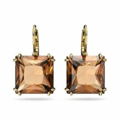 Promo 🔔 Swarovski Dames OorbellenOorhangers Metaal - BruinGoudkleurig 🛒