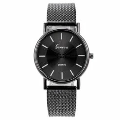 Hete verkoop 😍 Fako® - Horloge - Geneva - Mesh Look - Ø 40mm - Zwart ⌛