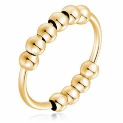 Beste Pirce ⌛ Despora Anxiety Ring - Stress Ring - Fidget Ring - Anxiety Ring For Finger - Draaibare Ring Dames - Spinning Ring - Spinner Ring - (RVS) Gold-Plated - (19.00 Mm / Maat 60) ⭐