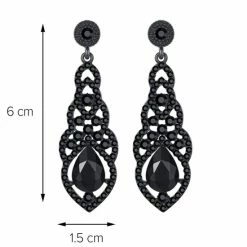 Gloednieuw 👏 Victorious Dames Oorbellen – Zirkonia Kristal Druppel Oorhangers – Zwart – 6cm ✨ -Sieraden-horloges Verkoop 550x550 122