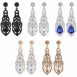 Gloednieuw 👏 Victorious Dames Oorbellen – Zirkonia Kristal Druppel Oorhangers – Zwart – 6cm ✨ -Sieraden-horloges Verkoop 550x550 125