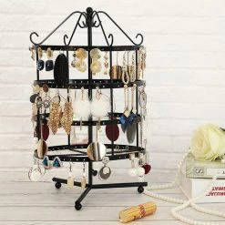 Coupon 🔥 A.T. Shop Oorbelhouder Met 4 Planken, Juwelenstandaard, Zwart 🥰 -Sieraden-horloges Verkoop 550x550 1305