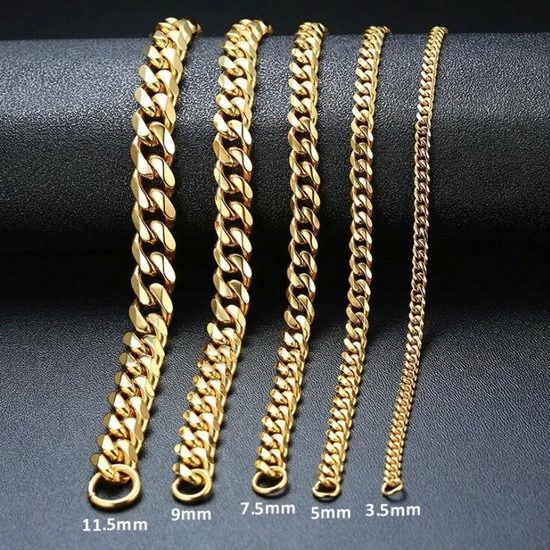 Goedkoop 😀 Fako Bijoux® - Schakelketting Staal - RVS - Gourmette - Cuban Link - 3.5mm - 55cm - Goudkleurig 👏 5 Goedkoop 😀 Fako Bijoux® - Schakelketting Staal - RVS - Gourmette - Cuban Link - 3.5mm - 55cm - Goudkleurig 👏 - Afbeelding 3
