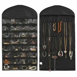Beste Pirce 🌟 BOTC Dual Sides Sieraden Organizer - 32 Zakken & 18 Haken En Lussen - Hangende Juwelenstandaard - Zwart 😉