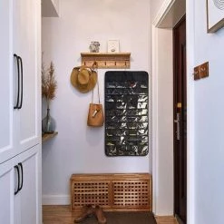 Beste Pirce 🌟 BOTC Dual Sides Sieraden Organizer - 32 Zakken & 18 Haken En Lussen - Hangende Juwelenstandaard - Zwart 😉 -Sieraden-horloges Verkoop 550x550 175