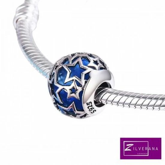 Gloednieuw ✔️ Stars Blue Sky Bedel | Ster Bead | Zilverana | Geschikt Voor Biagi , Pandora , Trollbeads Armband | 925 Zilver ✔️ 4 Gloednieuw ✔️ Stars Blue Sky Bedel | Ster Bead | Zilverana | Geschikt Voor Biagi , Pandora , Trollbeads Armband | 925 Zilver ✔️ - Afbeelding 2