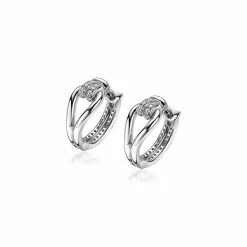 Uitgang ❤️ Mart Visser By ZINZI Zilveren Luxe Oorringen 18x8mm Geknoopte Vorm Bezet Met Witte Zirconia's MVO19 😍