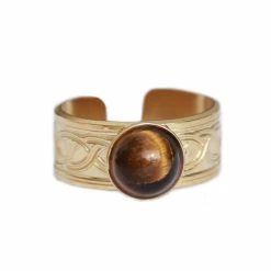 Goedkoopste 🌟 Love Ibiza Ring Met Edelsteen – Tigereye – Boho Style – Gold Plated – Roestvrij Staal – Cape Town Tigereye – Verstelbaar – One Size – Feel Good Store – Goud 🛒