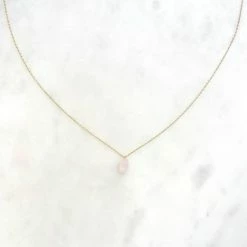 Promo 🤩 ByNouck Necklace Rosequartz Stone - Ketting - Gold Plated - Rozenkwarts 🤩