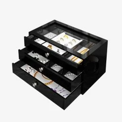 Begroting 🧨 Goux.nl Sieradendoos Bella | Zwart | Acryl | Sieraden Organizer | Jewellery Organizer | Sieraden Opbergen | Opberg Box | Organizer | Velvet Onderkant | Ringen Display| Jewelery Organizer | Jewellery Box | Jewelery Box | Sieradenbox | Organizer | Beautybox | 🧨