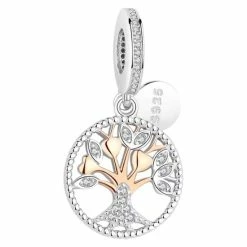 Aanbiedingen 💯 Tracelet - Zilveren Bedels - Bedel Levensboom Groot - Charm - Zilver En Rosé - 925 Sterling Zilver - Pandora Compatible - 925 Zilver Certificaat - Sinterklaas En Kerst Cadeau ⌛