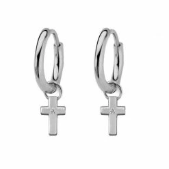 Gloednieuw ✔️ Silventi New Bling 9NB 0385 Zilveren Oorringen Met Hangertje - Kruis - Zilver - 12MM Doorsnee - Zilverkleurig 😉