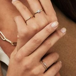 Kopen ⭐ Isabel Bernard Rivoli Solene 14 Karaat Gouden Stacking Ring (Maat: 54) - Goudkleurig ❤️ -Sieraden-horloges Verkoop 550x550 335