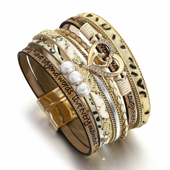 Aanbiedingen π Sorprese - Armband Dames - Heart - Wikkelarmband - Leren Dames Armbandje - Khaki - Leer - Model VX - Sinterklaas - Cadeau π 3 Aanbiedingen π Sorprese - Armband Dames - Heart - Wikkelarmband - Leren Dames Armbandje - Khaki - Leer - Model VX - Sinterklaas - Cadeau π