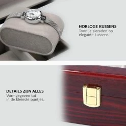 Kopen 🌟 Confibel Horloge Box Voor Uw Juwelen En Sieraden - 10 Compartimenten Met Kussentjes - Hout 😀 -Sieraden-horloges Verkoop 550x550 449
