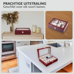 Kopen 🌟 Confibel Horloge Box Voor Uw Juwelen En Sieraden - 10 Compartimenten Met Kussentjes - Hout 😀 -Sieraden-horloges Verkoop 550x550 454