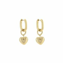 Top 10 🎉 Michelle Bijoux Oorhangers Vierkant Hoop Met Hearts Goud JE14074 ⭐